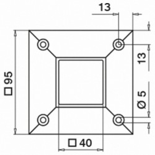 Square Wall Flange for 40mm x 40mm Tube